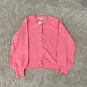 Jcrew Bright Pink Soft Cardigan with Pearl Buttons. Size XS